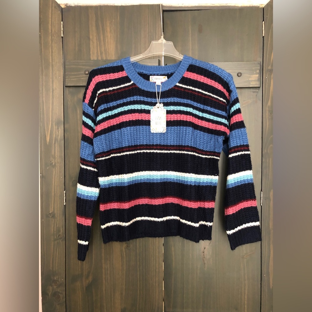 *SALE MUST GO* NWT Pink Rose multiple color striped sweater size L - Picture 1 of 5